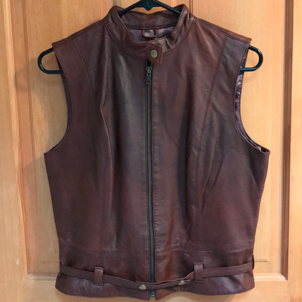 Brown leather vest